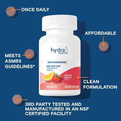 Hydra Vertex One Per Day Chewable Multivitamin with 45mg Iron